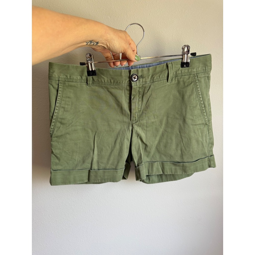 Banana Republic City Chino Shorts Womens 4 Olive Green Excellent Cuffed Mid Rise